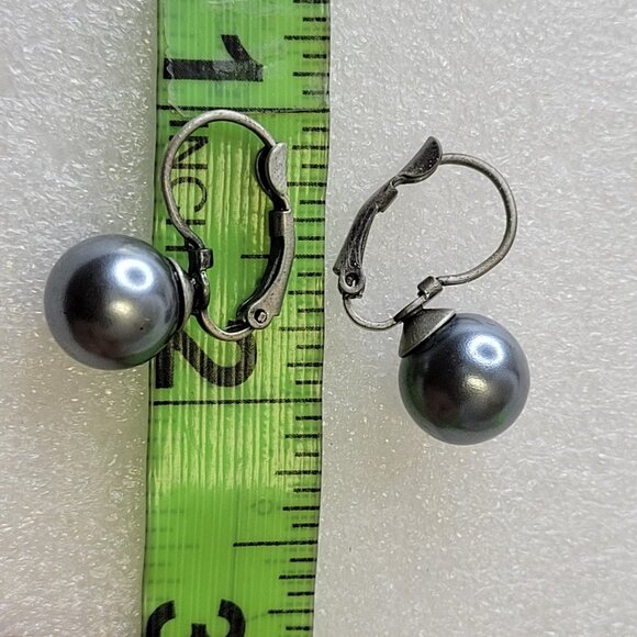 Faux Blue Pearl Earrings - Picture 5 of 6